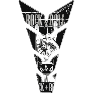 Samolepka - tank pad na nádrž motocyklu ONEDESIGN UNIVERSAL TANK PAD MAX ROCK&ROLL rozměr 223 mm x 134 mm