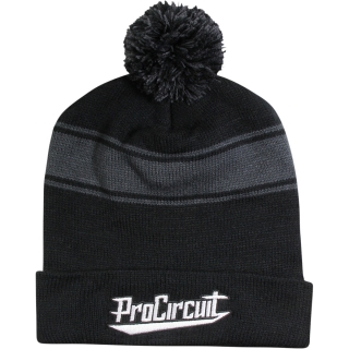 Pletená zimní čepice s bambulí PRO CIRCUIT BEANIE CHARCOAL černá/šedá 