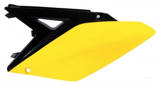 a Boční číslové tabulky RTECH pro Suzuki RM-Z 250 2010-2018 žlutá/černá-pár