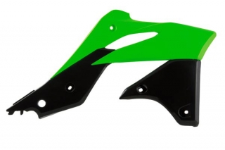 a Spoilery chladiče RTECH pro Kawasaki KXF 250 13-16 NEON ZELENÉ-ČERNÉ