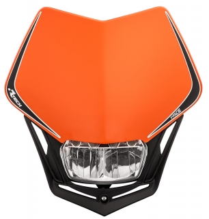 Univerzální LED přední maska RTECH V-FACE FULL LED ORANŽOVÁ/ČERNÁ