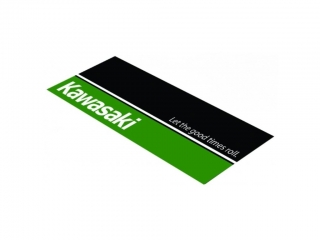 a Velký koberec - rohožka pod motocykl FIM  KAWASAKI GOOD TIMES zeleno/černý 803, rozměry 80×250 cm