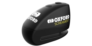 Zámek kotoučové brzdy OXFORD SCREAMER 7 (integrovaný alarm, černý/černý, průměr čepu 7 mm)
