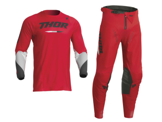 A Motokrosový - enduro - offroadový komplet THOR PULSE TACTIC červená VELIKOST 36+XL