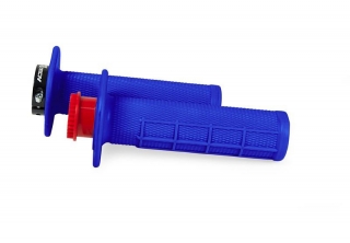 Motocyklové MX gripy RTECH R20 WAWE HALF WAFFLE s lock-on systémem, modré pár