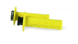 Motocyklové MX gripy RTECH R20 WAWE HALF WAFFLE s lock-on systémem, neon žluté, pár