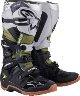 Motokrosové boty ALPINESTARS TECH 7 černá/stříbrná/zelená/hnědá