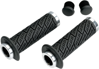 ATV gripy MOOSE RACING GRIP LOCK-ON MUD 7/8" délka 12 cm (4-3/4"), barva černá/stříbrná - pár