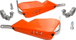 Sada motocyklových krytů páček dual-sport / enduro / trial BARKBUSTERS HANDGUARDS JET oranžové, pár, prohnutý držák
