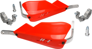 Sada motocyklových krytů páček dual-sport / enduro / trial BARKBUSTERS HANDGUARDS JET červené, pár, prohnutý držák