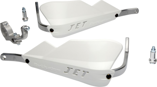 Sada motocyklových krytů páček dual-sport / enduro / trial BARKBUSTERS HANDGUARDS JET bílé, pár, prohnutý držák