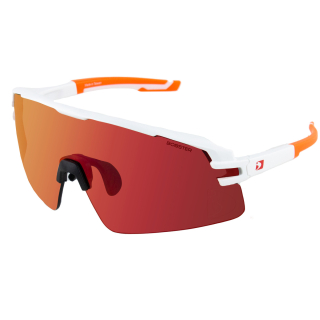 Cyklistické slunečení brýle BOBSTER SUNGLASS FLASH matný bílo/oranžový rám, kouřová Red revo čočka