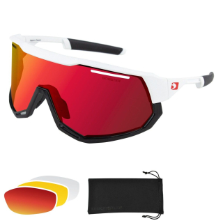 Cyklistické sluneční brýle s vyměnitelnými čočkami BOBSTER SUNGLASS FREEWHEEL matný bílý/lesklý černý rám, čočky kouřová Red revo, žlutá, čirá 