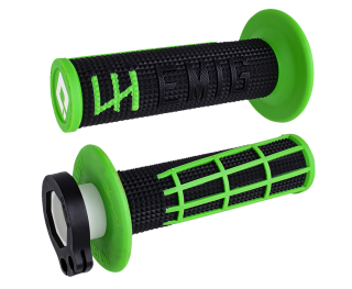 a Motokrosové rukojeti - gripy ODI EMIG V2 2.0 LOCK-ON pro 2-takty/4-takty, barva černá/zelená 
