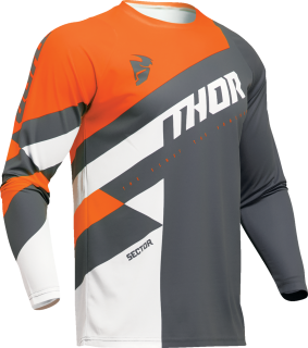 A Motokrosový - enduro dres THOR SECTOR CHECKER CHARCOAL ŠEDÁ/ORANŽOVÁ VELIKOST XXL