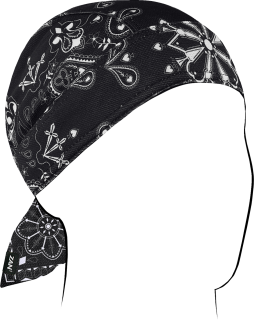 Šátek na hlavu / pirátka ZANHEADGEAR FLYDANNA MICROMESH BLACK PASLEYZM001, barva černá/bílá