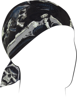 Bavlněný šátek na hlavu / pirátka ZANHEADGEAR FLYDANNA COTTON REAPER Z710 , barva černá/modrá/šedá