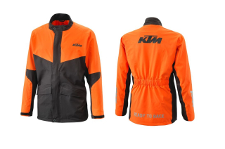 Pláštěnka - pláštěnková nepromokavá bunda KTM RAIN JACKET 10.000 mm vodní sloupec, barva černá/oranžová