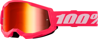 Motokrosové brýle 100% STRATA 2 PINK RŮŽOVÉ s červeným zrcadlovým objektivem 