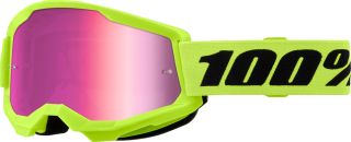 A Motokrosové brýle 100% STRATA 2 NEON ŽLUTÉ 50028-00016 s růžovým zrcadlovým objektivem 