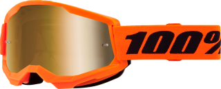 Motokrosové brýle 100% STRATA 2 NEON ORANŽOVÉ se zlatým zrcadlovým objektivem 