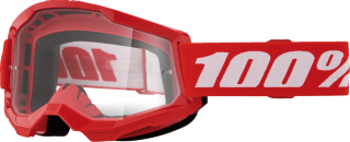Dětské motokrosové brýle 100% STRATA 2 JUNIOR ČERVENÉ čirý objektiv