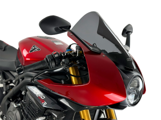 Plexi motocyklu WRS verze SPORT pro motocykly TRIUMPH SPEED TRIPLE 1200 RR ABS rok 2022-2023, výška 39 cm, šíře 26 cm, barva tmavě kouřová