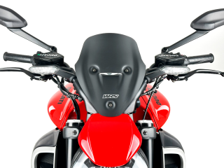 Plexi motocyklu WRS SPORT pro DUCATI DIAVEL V4 1200 ABS rok 2023, výška plexi 28,5 cm, šíře plexi 24,5 cm, barva matná černá/neprůhledné