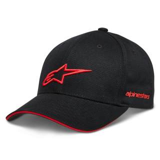Pánská kšiltovka s prohnutým kšiltem ALPINESTARS HAT ROSTRUM barva černá/červená, jednotná velikost 
