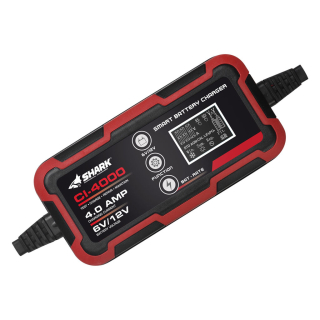Inteligentní 4A nabíječka pro všechny 12V / 6V / nabíječka baterií SHARK BATTERY CHARGER CI-4000 LI-ION, AGM, GEL AJ. 