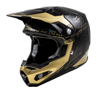 Nejvyšší model motokrosové přilby FLY RACING FORMULA S CARBON černá/zlatá, skořepina z uhlíkových vláken 12K velikost L