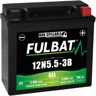 Gelová baterie FULBAT 12N5.5-3B GEL, 12 V 5.8 Ah (20hr) 70 A 5.5 Ah (10hr), rozměry 135x60x130 mm