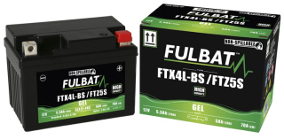 Gelová baterie / motobaterie FULBAT YTX4L-BS, YTZ5S, 12V, 5AH, 70A , rozměry 113 x 70 x 85 mm