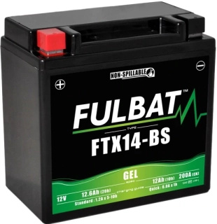 a Gelová baterie / motobaterie FULBAT YTX14-BS GEL, 12V, 12,6AH, 200A, rozměry 150 x 87 x 145 mm