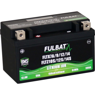 Lithiová baterie FULBAT LIFEPO4 YTX7A-BS, YTZ14S-BS 12V, 5AH, 300A, HMOTNOST 0,85 KG, rozměry 150X87X93 mm