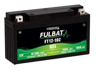 Gelová baterie / motobaterie FULBAT YT12-10Z GEL, 12V, 10AH, 180A, rozměry 194 x 59 x 112 mm