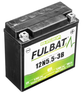 Gelová baterie / motobaterie FULBAT 12V, 12N5.5-3B GEL, 12V, 5.5AH, 55A,, rozměry 135 x 60 x 130 mm