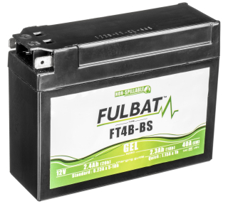 Gelová baterie / motobaterie FULBAT FT4B-BS GEL, 12V, 2.3AH, 40A, rozměry 113 x 38 x 85 mm