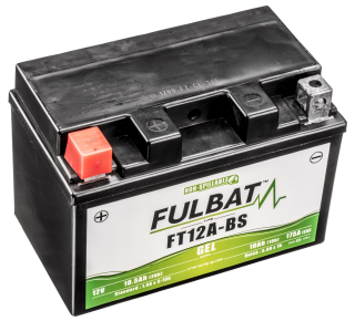Gelová baterie / motobaterie FULBAT FT12A-BS GEL, 12V, 10AH, 175A, rozměry 150 x 88 x 105 mm