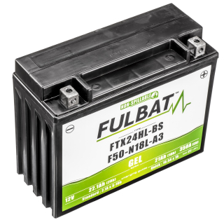 Gelová baterie / motobaterie FULBAT FTX24HL-BS / F50-N18L-A3 GEL, 21AH, 350A, rozměry 205 x 87 x 162 mm