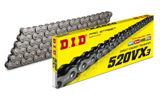 Motocyklový řetěz DID CHAIN 520 VX3 96RH, počet článků 96, nýtovací spona 