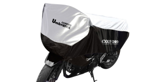 Krátká ochranná plachta pro horní polovinu motocyklu OXFORD UMBRATEX barva černá/stříbrná, velikost M