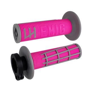 A Motokrosové rukojeti - gripy ODI EMIG V2 2.0 LOCK-ON pro 2-takty/4-takty, barva růžová/šedá