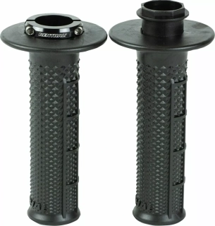 Motokrosové rukojeti - gripy s lock-on RENTHAL GRIP RWORKS ULTRA TACKY G239 LOCK-ON 1/2 WAFFLE SOFT barva černá/šedá, pár 
