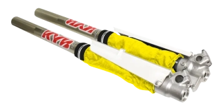 Textilní chrániče na vidlice / chrániče vidlic BLACKBIRD RACING FORK SEAL PROTECTOR - DLOUHÁ VERZE, pro vidlice o průměru 45 až 50 mm, barva žlutá, pár