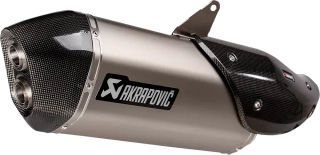 Koncovka výfuku motocyklu AKRAPOVIČ SLIP-ON LINE MUFFLERS pro HARLEY DAVIDSON PAN AMERICA rok 2021-2024 barva titan, carbonové zakončení 
