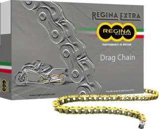 Motocyklový řetěz REGINA 520 DR GB článků 130C+RS, barva zlatá 