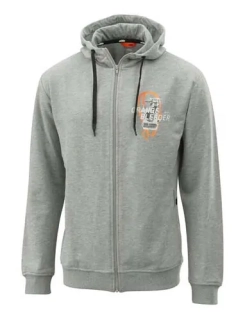 Pánská mikina s kapucí na zip KTM ORANGE FLUIDS ZIP HOODIE barva šedá/oranžová