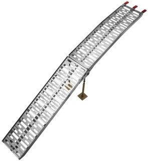 Skládací hliníková nájezdová rampa pro motocykl QTECH HD s podpěrou, délka 220 cm, šíře 28cm, nosnost 340 kg