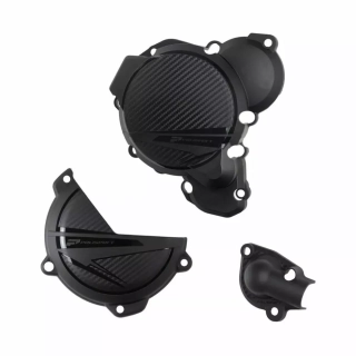 Sada kryt víčka spojky, zapalování a vodní pumpy POLISPORT COVER PROTECTOR pro HUSQVARNA TE 250/300 I rok 2024 viz popis, barva černá